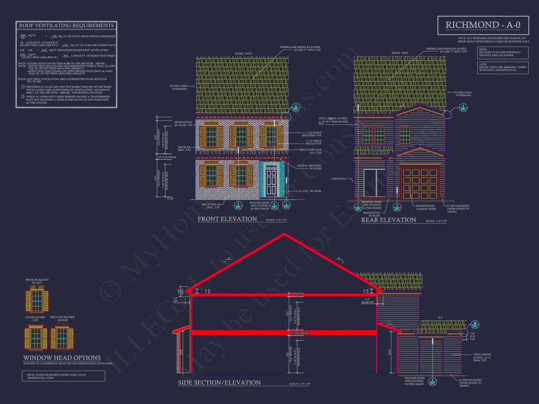 Colonial Revival Townhome with 2 Stories and CAD Blueprint