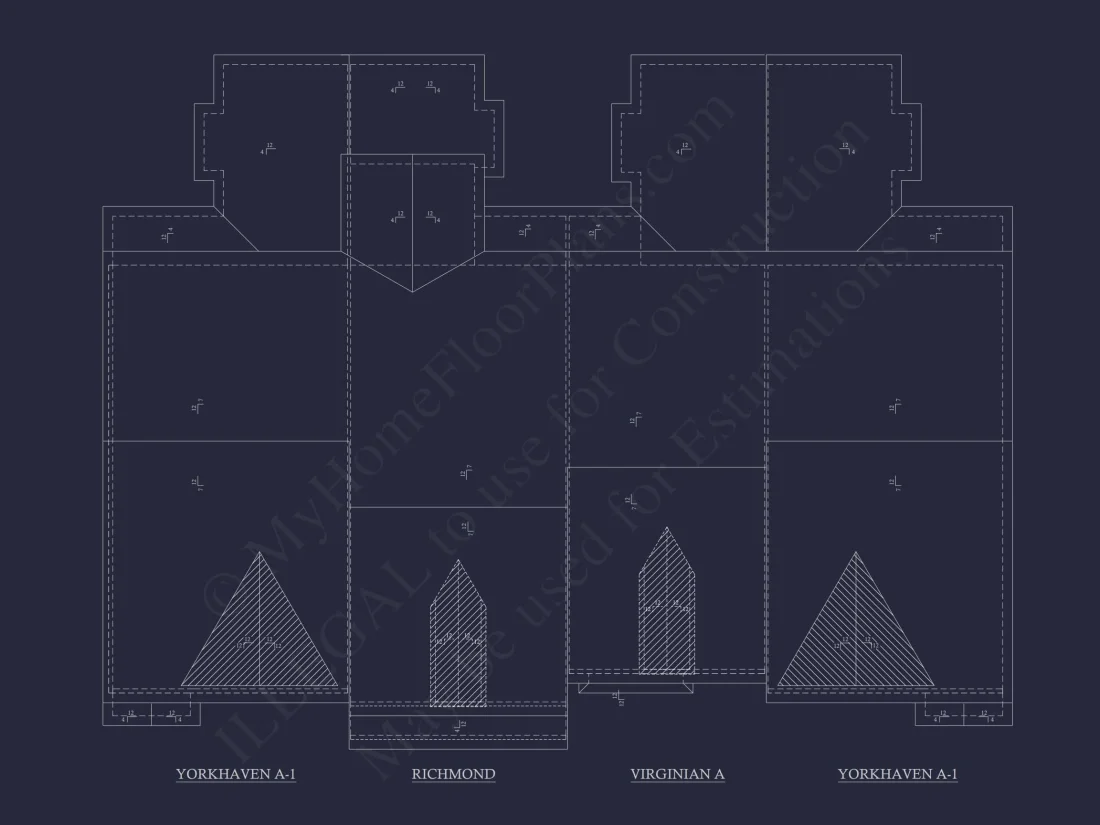 Colonial Revival Townhome with 2 Stories and CAD Blueprint