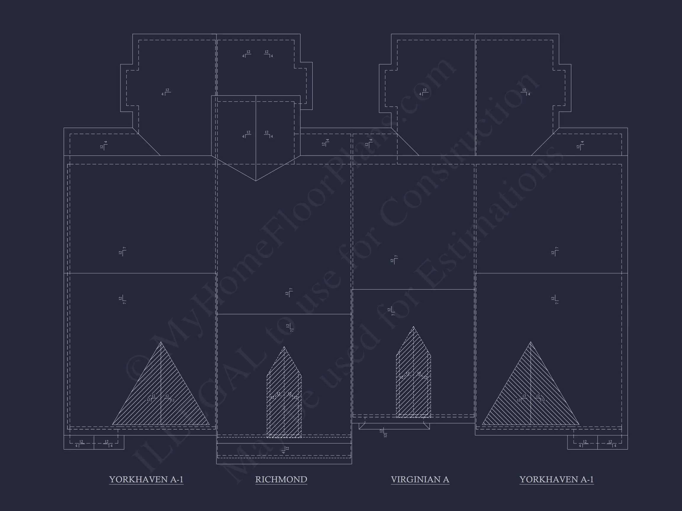 8-1395 BLDG 2 TOWNHOUSE PLAN -Georgian Home Plan - 3-Bed, 2-Bath, 1,985 SF 7 Colonial Revival Townhome with 2 Stories and CAD Blueprint