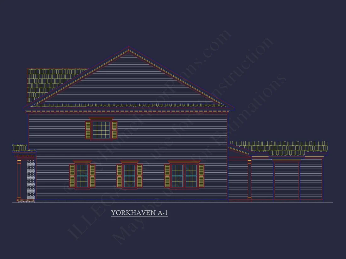 Colonial Revival Townhome with 2 Stories and CAD Blueprint