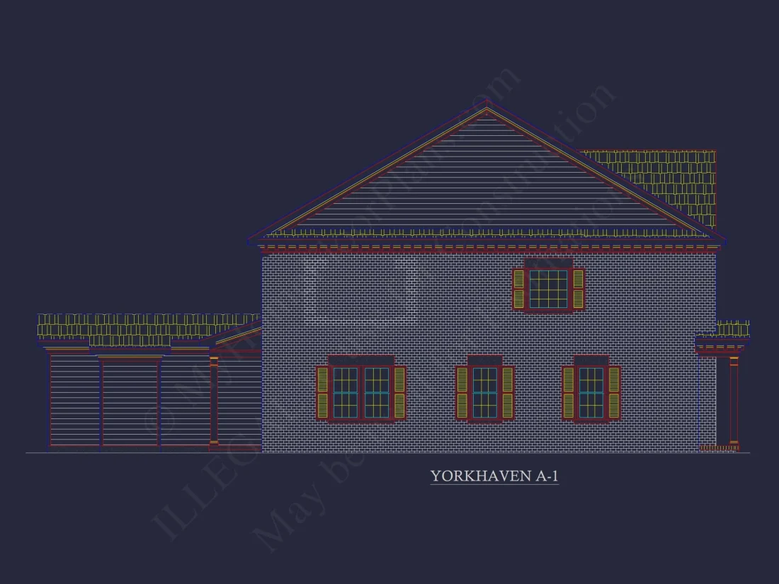 Colonial Revival Townhome with 2 Stories and CAD Blueprint