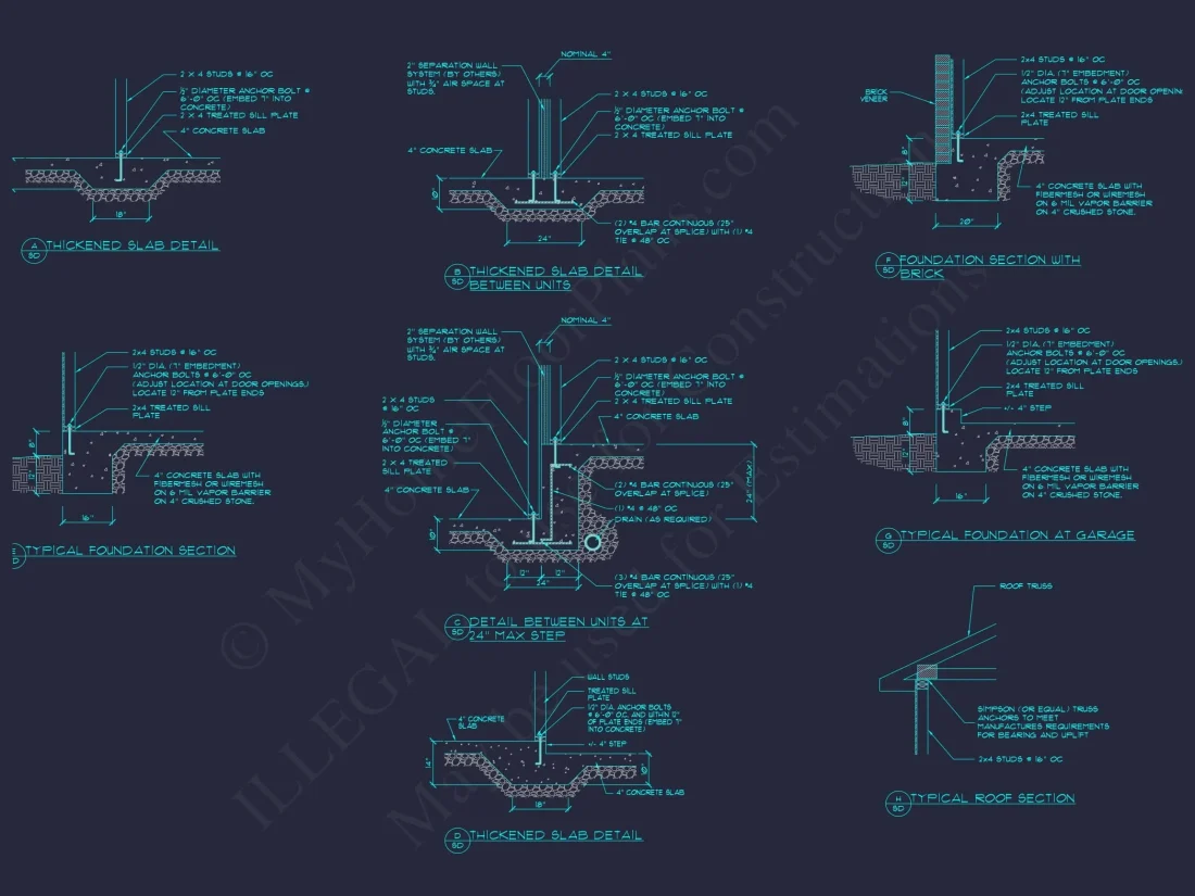 Colonial Revival Townhome with 2 Stories and CAD Blueprint