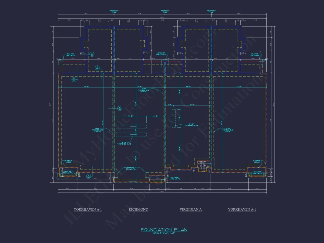 Colonial Revival Townhome with 2 Stories and CAD Blueprint