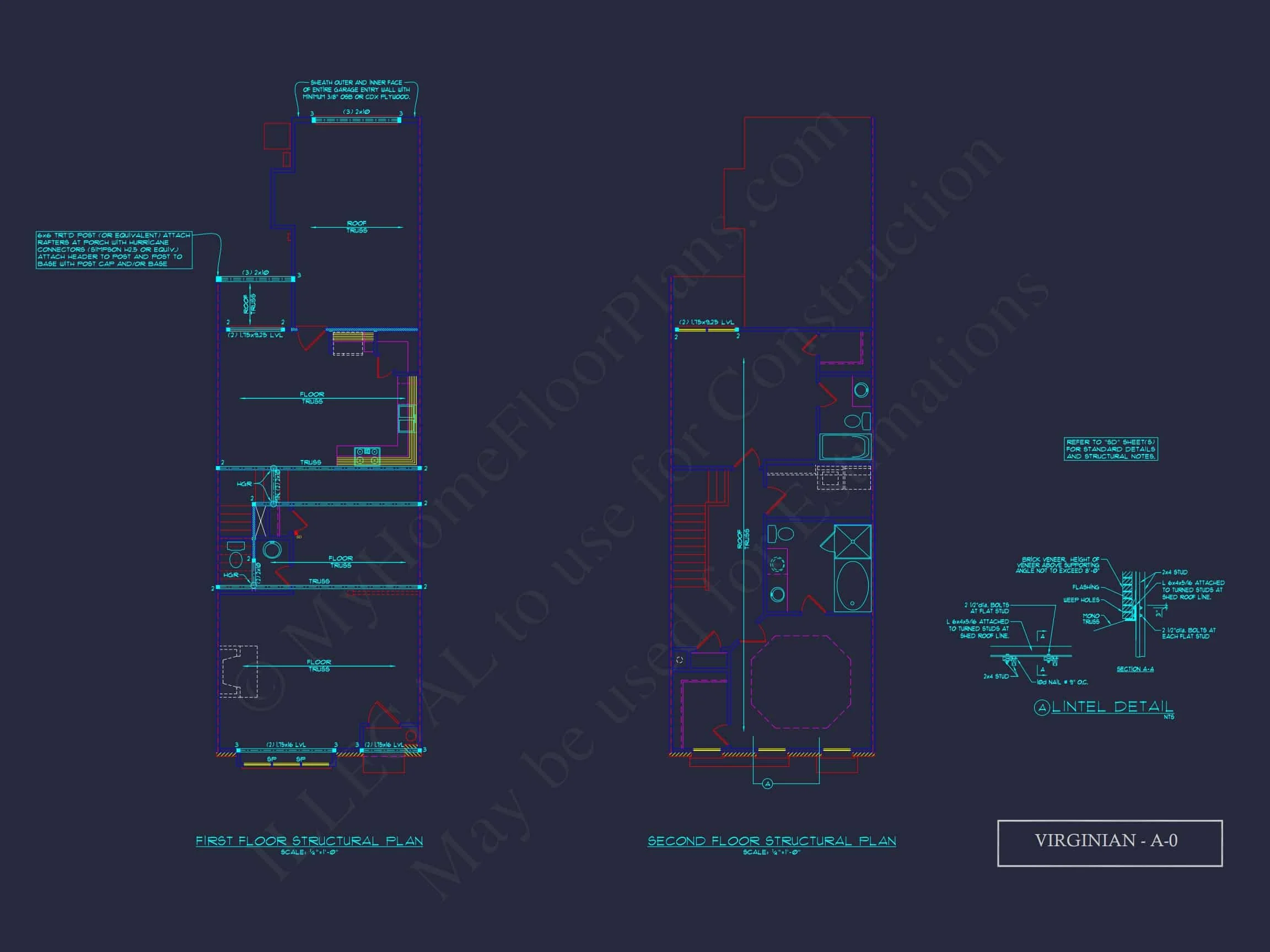 8-1395 BLDG 2 TOWNHOUSE PLAN -Georgian Home Plan - 3-Bed, 2-Bath, 1,985 SF 16 Colonial Revival Townhome with 2 Stories and CAD Blueprint