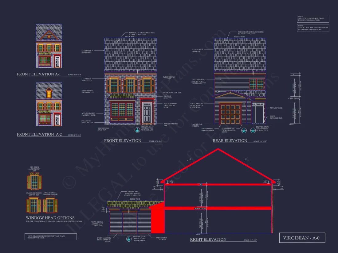 Colonial Revival Townhome with 2 Stories and CAD Blueprint