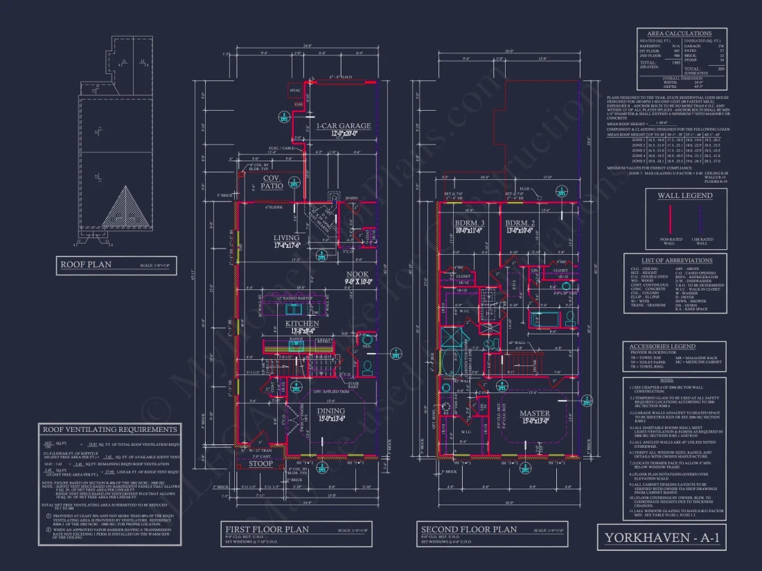 Colonial Revival Townhome with 2 Stories and CAD Blueprint