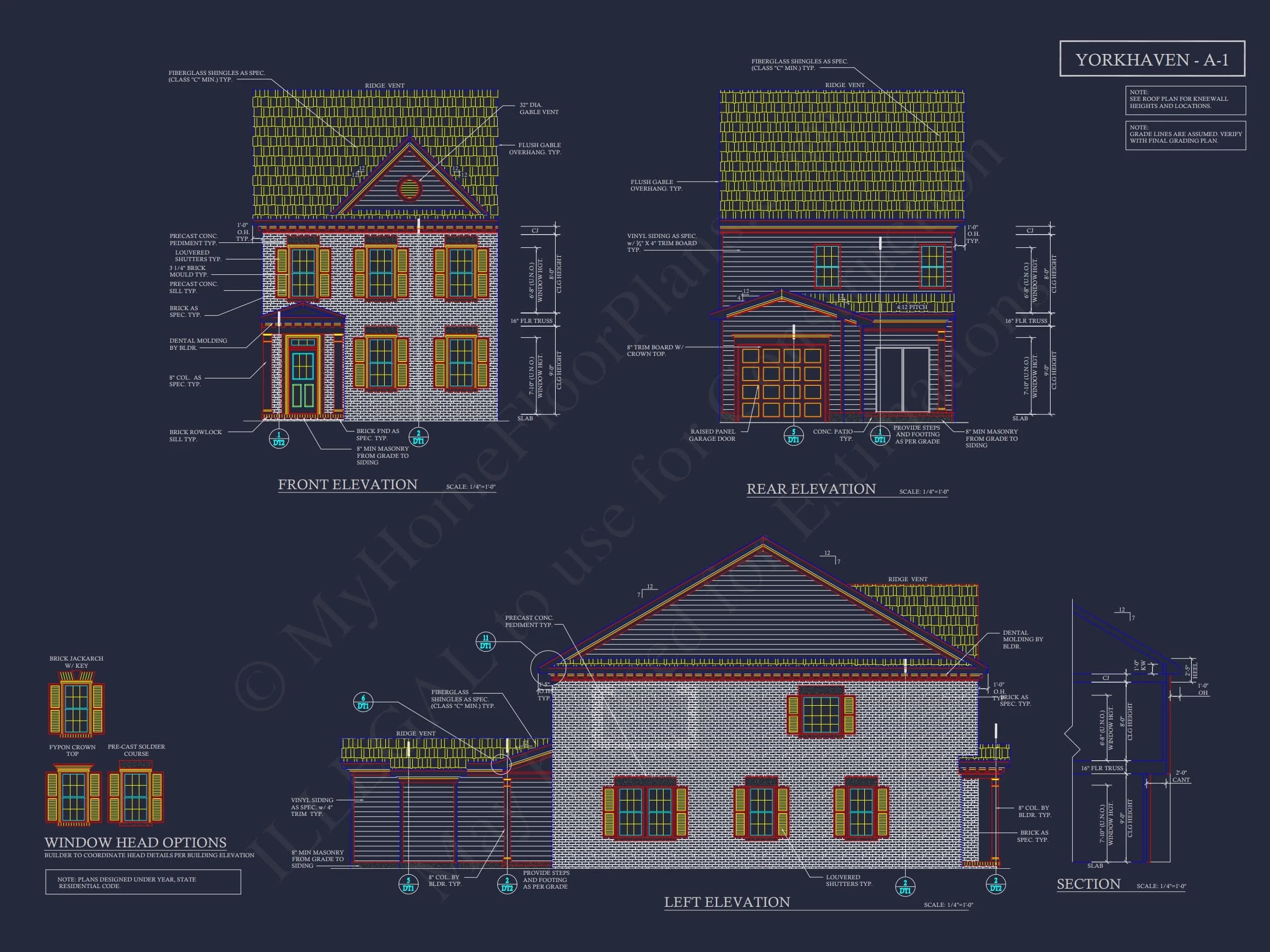 8-1395 BLDG 2 TOWNHOUSE PLAN -Georgian Home Plan - 3-Bed, 2-Bath, 1,985 SF 22 Colonial Revival Townhome with 2 Stories and CAD Blueprint