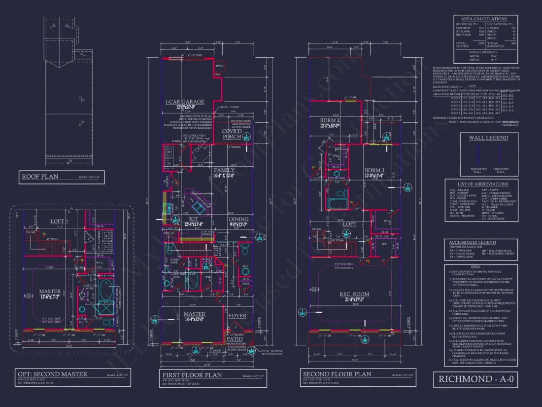 Colonial Revival Townhome with 2 Stories and CAD Blueprint
