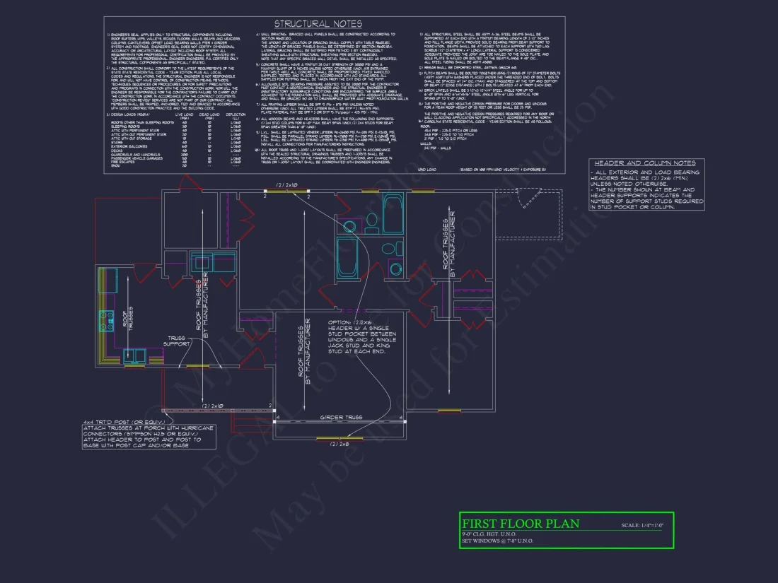 Modern Ranch House Plan with 3 Bedrooms, CAD Designs & Covered Porches