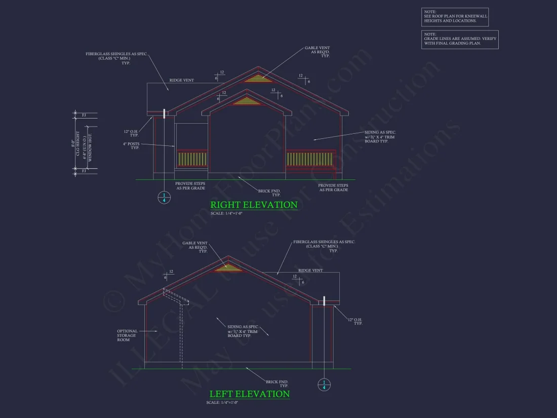 Modern Ranch House Plan with 3 Bedrooms, CAD Designs & Covered Porches