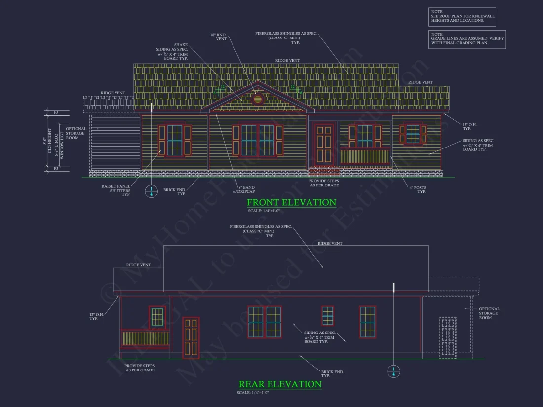 Modern Ranch House Plan with 3 Bedrooms, CAD Designs & Covered Porches
