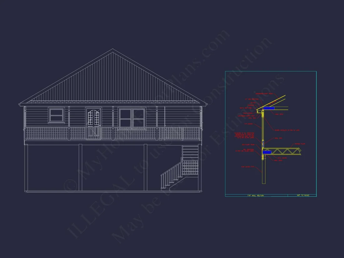 Coastal Home Plan with 3 Bedrooms, 2 Baths & CAD Designs