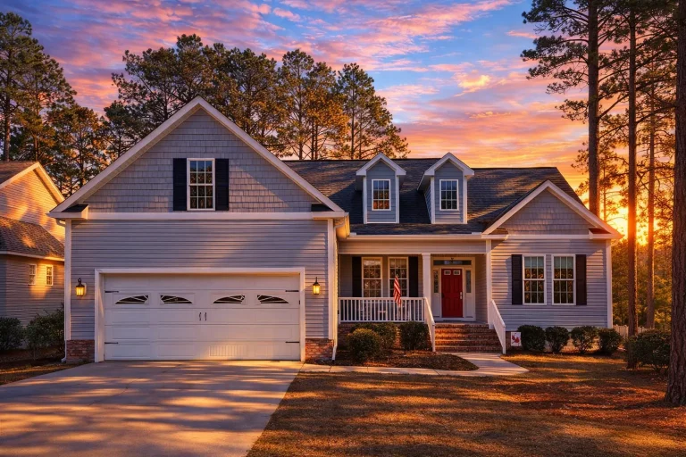 Front elevation of a Traditional Ranch Craftsman style home featuring a mix of horizontal siding and stone accents, gable dormers, and a covered porch