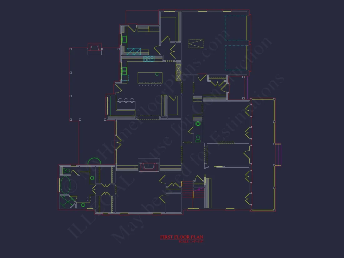 Elegant 2-Story House Plan with Brick Exterior & Fireplace Charm