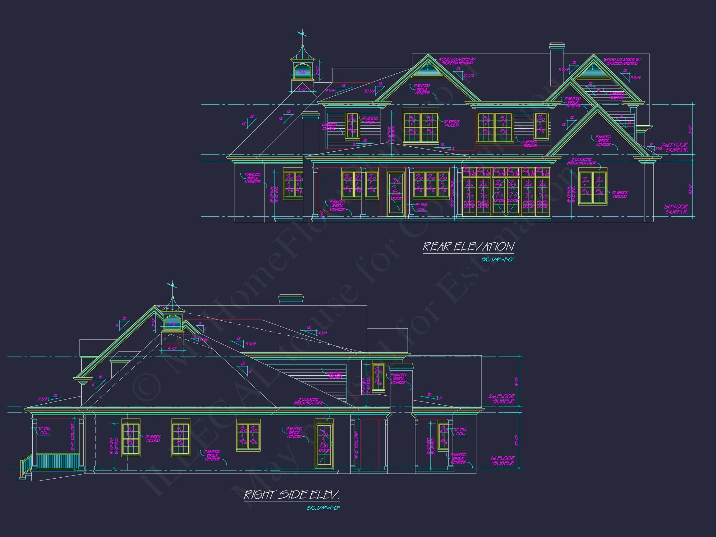 14-1103 HOUSE PLAN - Elegant House Floor Plan with Spacious Design Blueprint 5 Elegant 2-Story House Plan with Brick Exterior & Fireplace Charm