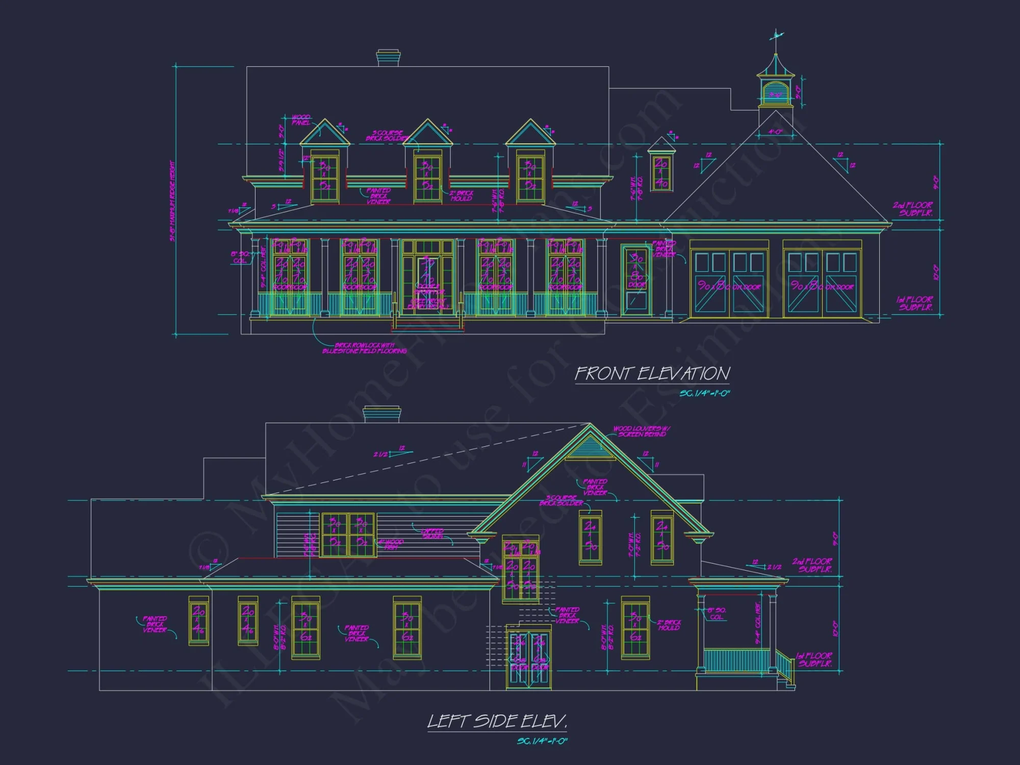 Elegant 2-Story House Plan with Brick Exterior & Fireplace Charm