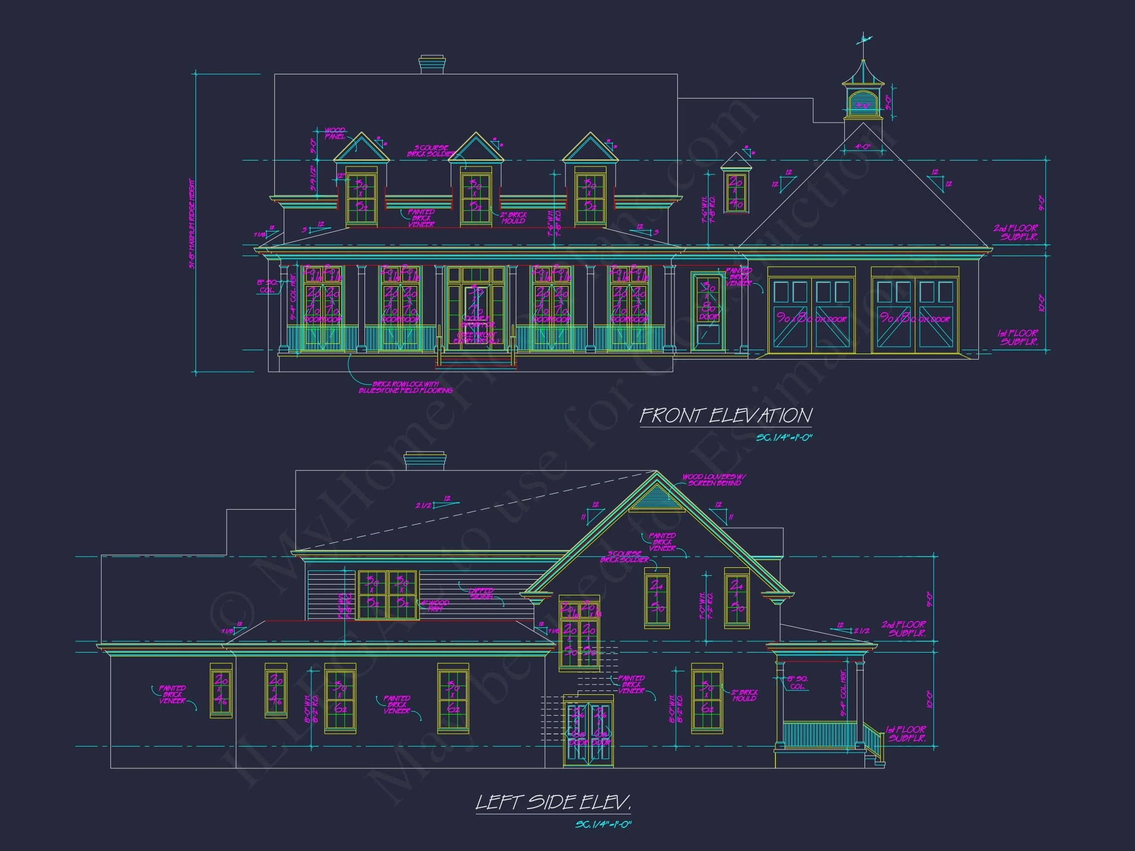 14-1103 HOUSE PLAN - Elegant House Floor Plan with Spacious Design Blueprint 4 Elegant 2-Story House Plan with Brick Exterior & Fireplace Charm