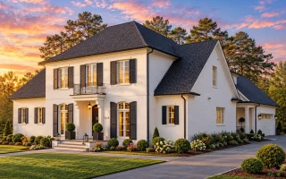 Plan  15-1411 - Hawthorn Point House  | Georgian Colonial - 3-Bed, 3-Bath, 4,563 SF