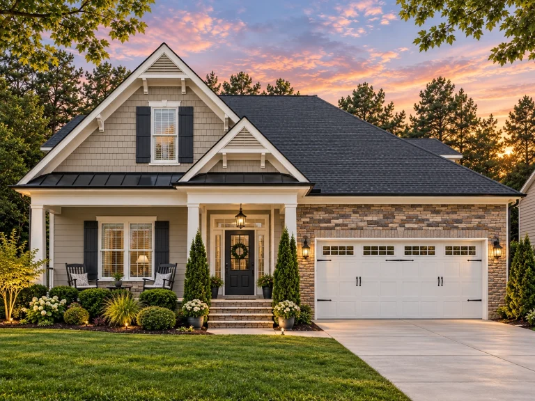 House Plans with Outdoor Kitchen 19 Front elevation of Craftsman style home with brick veneer, lap siding, shake gable accents, covered porch, and two-car garage