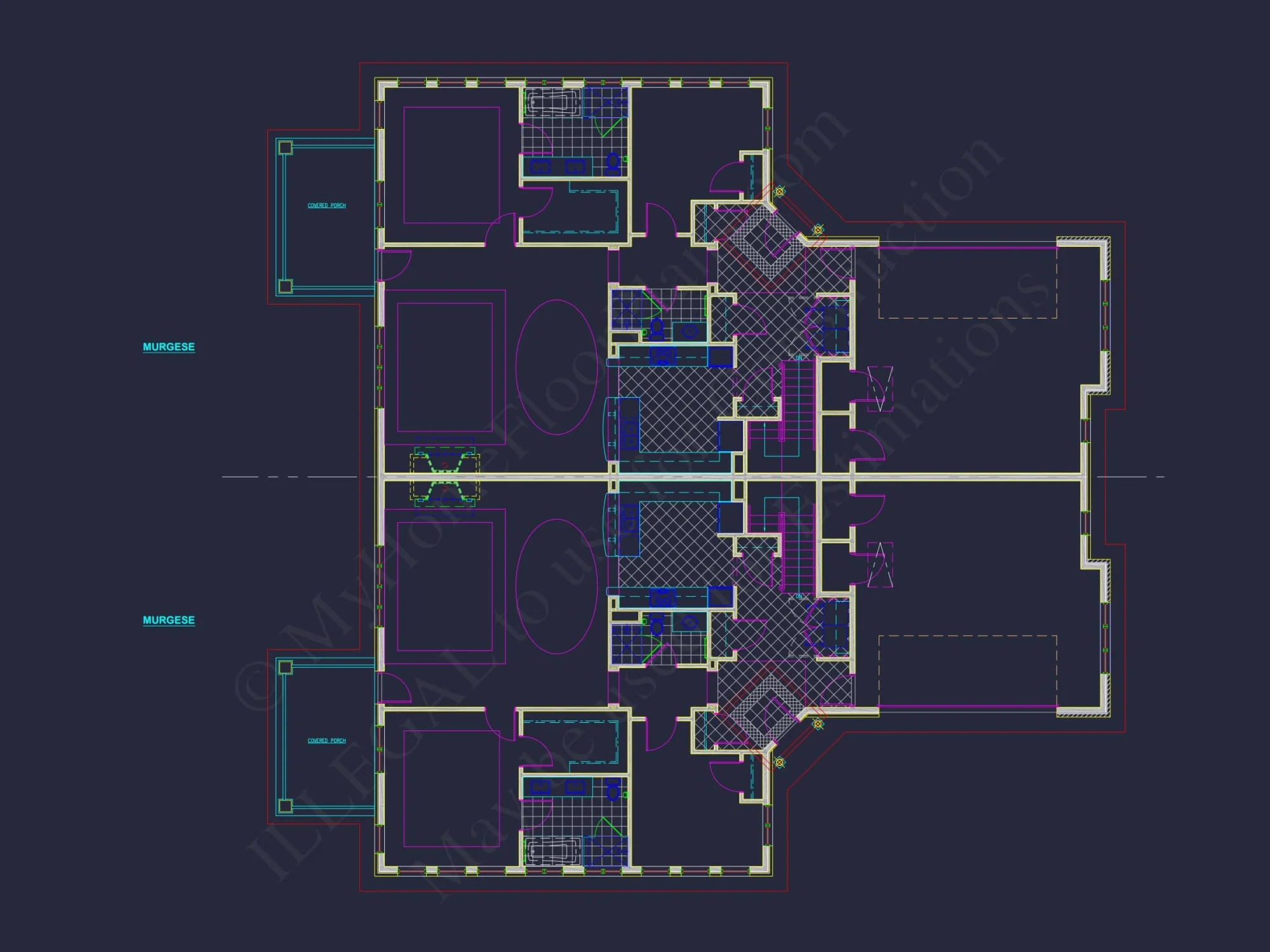 Traditional Duplex Home Plan with CAD Designs & Spacious Floor Layout
