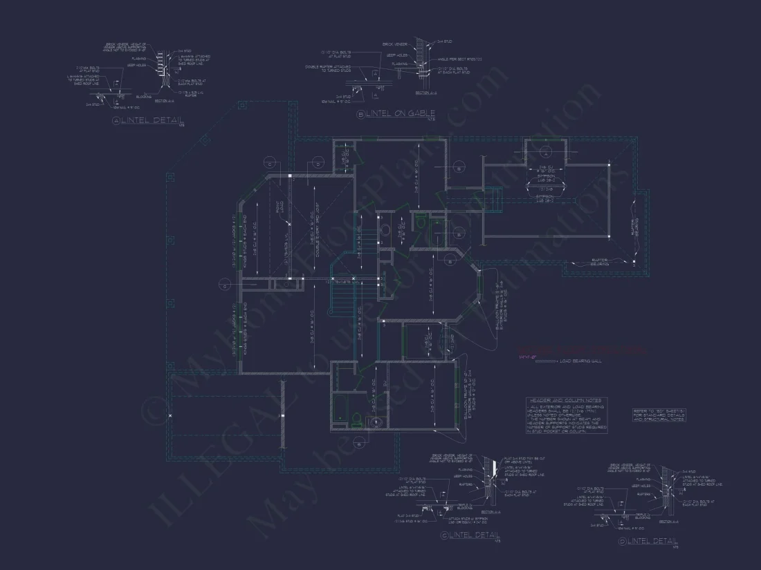 Elegant 2-Story Home Plan with 4 Beds, CAD Blueprint Designs