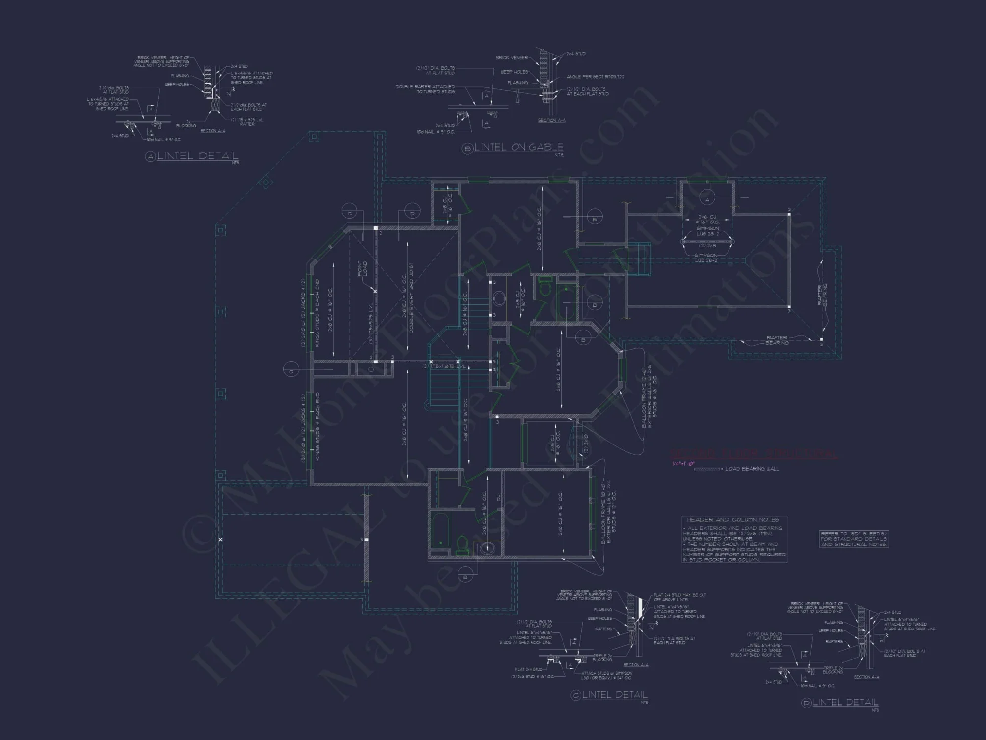 Elegant 2-Story Home Plan with 4 Beds, CAD Blueprint Designs