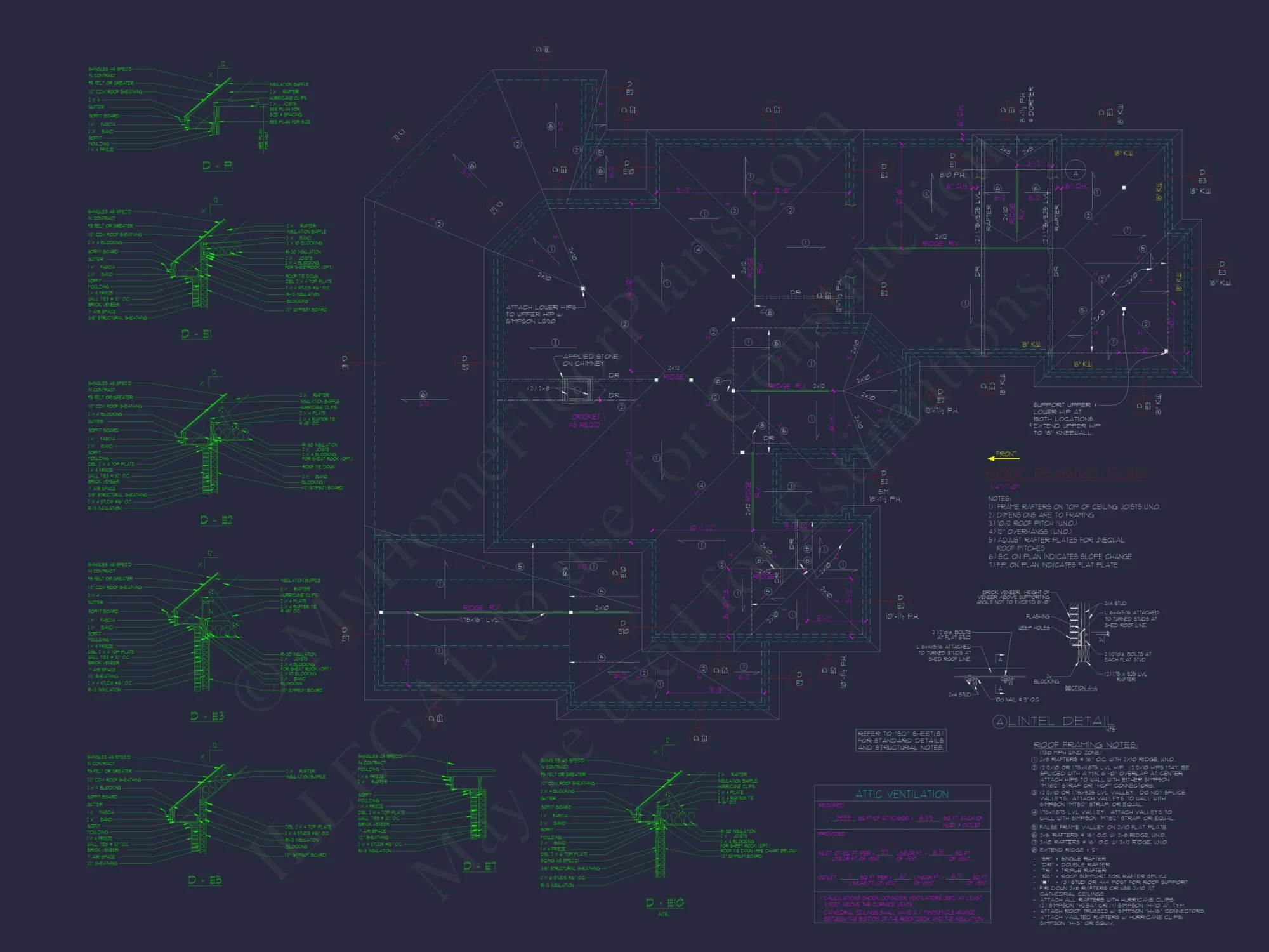 Elegant 2-Story Home Plan with 4 Beds, CAD Blueprint Designs