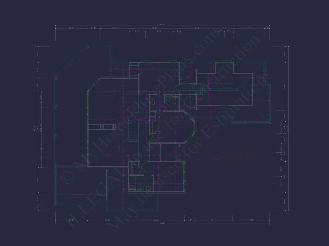 Elegant 2-Story Home Plan with 4 Beds, CAD Blueprint Designs