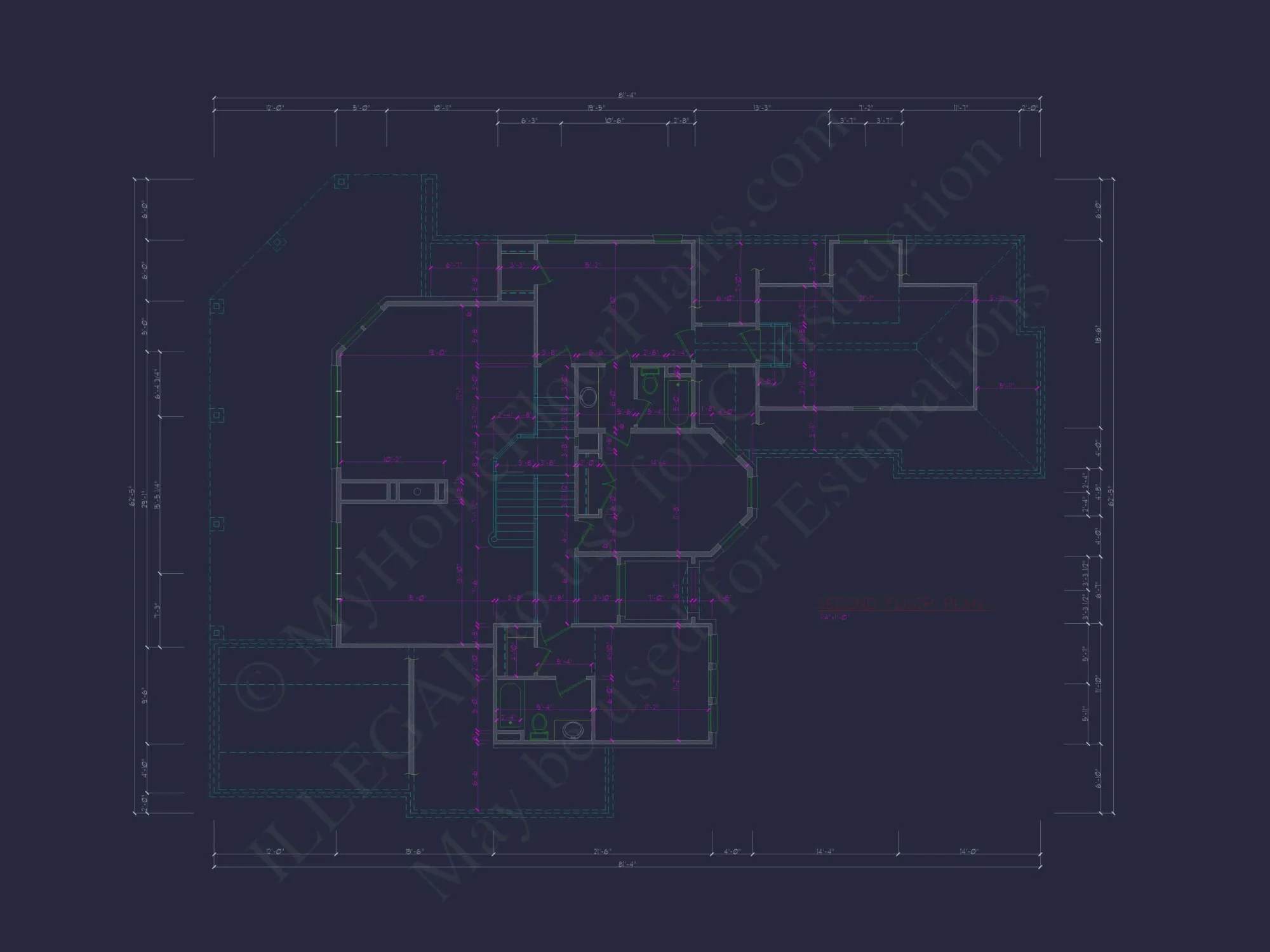 Elegant 2-Story Home Plan with 4 Beds, CAD Blueprint Designs