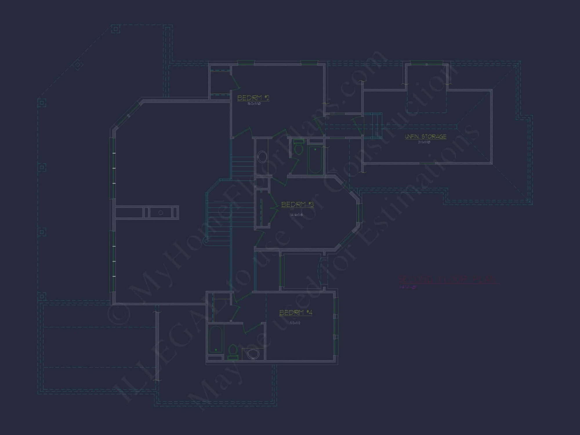 Elegant 2-Story Home Plan with 4 Beds, CAD Blueprint Designs