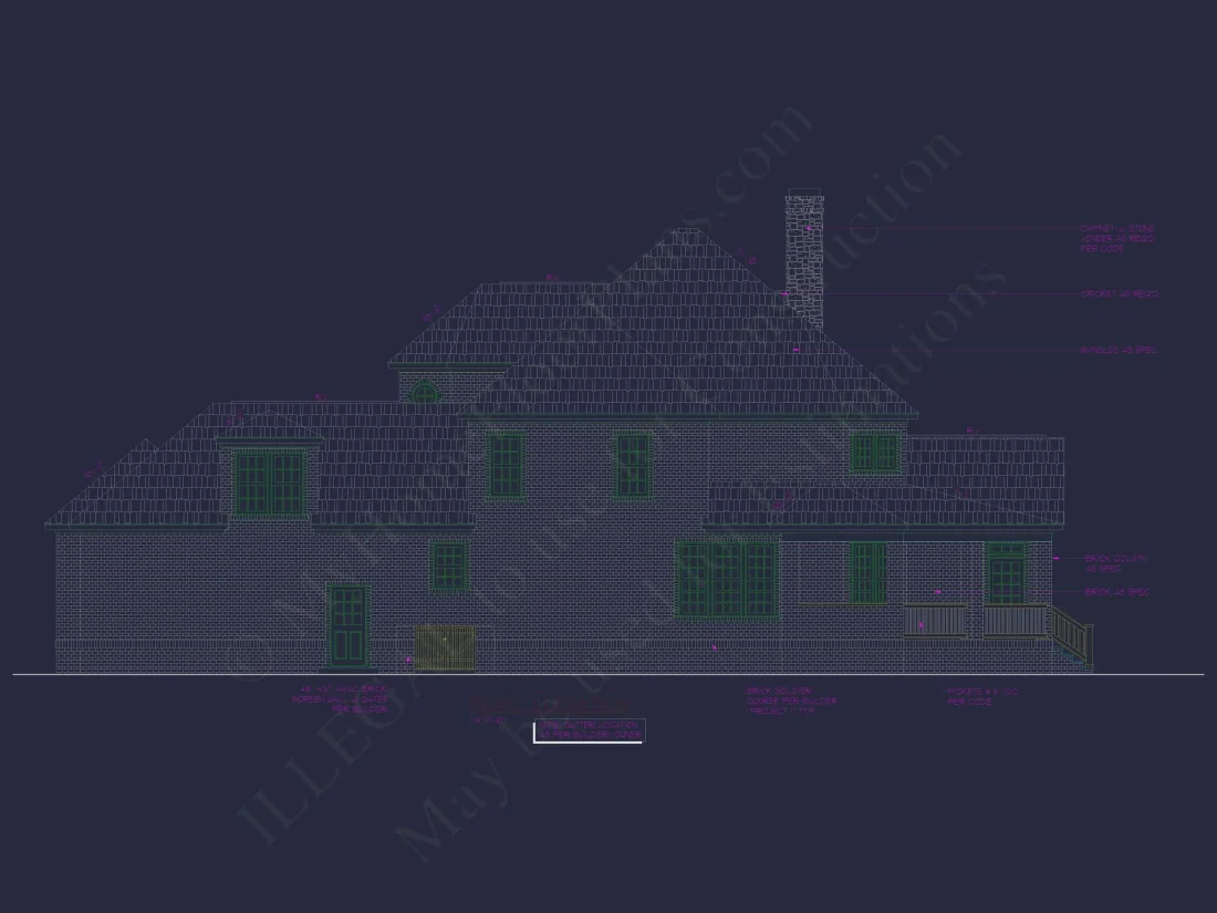 Elegant 2-Story Home Plan with 4 Beds, CAD Blueprint Designs