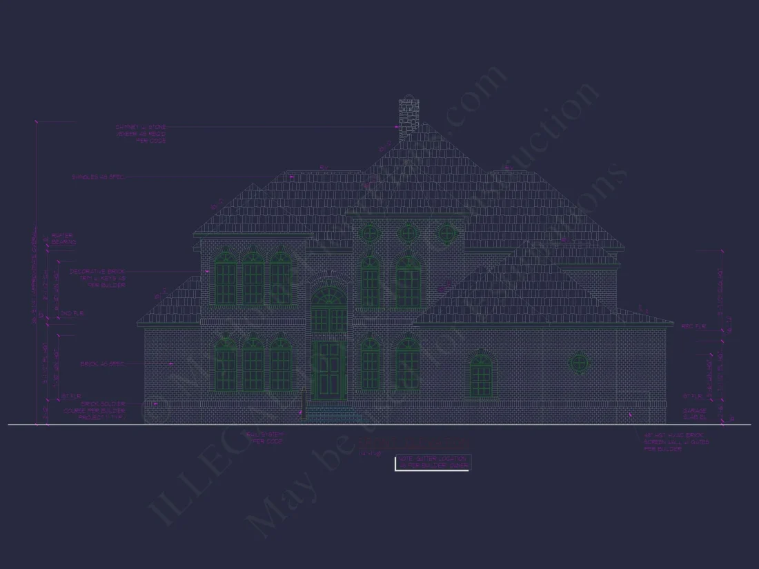 Elegant 2-Story Home Plan with 4 Beds, CAD Blueprint Designs
