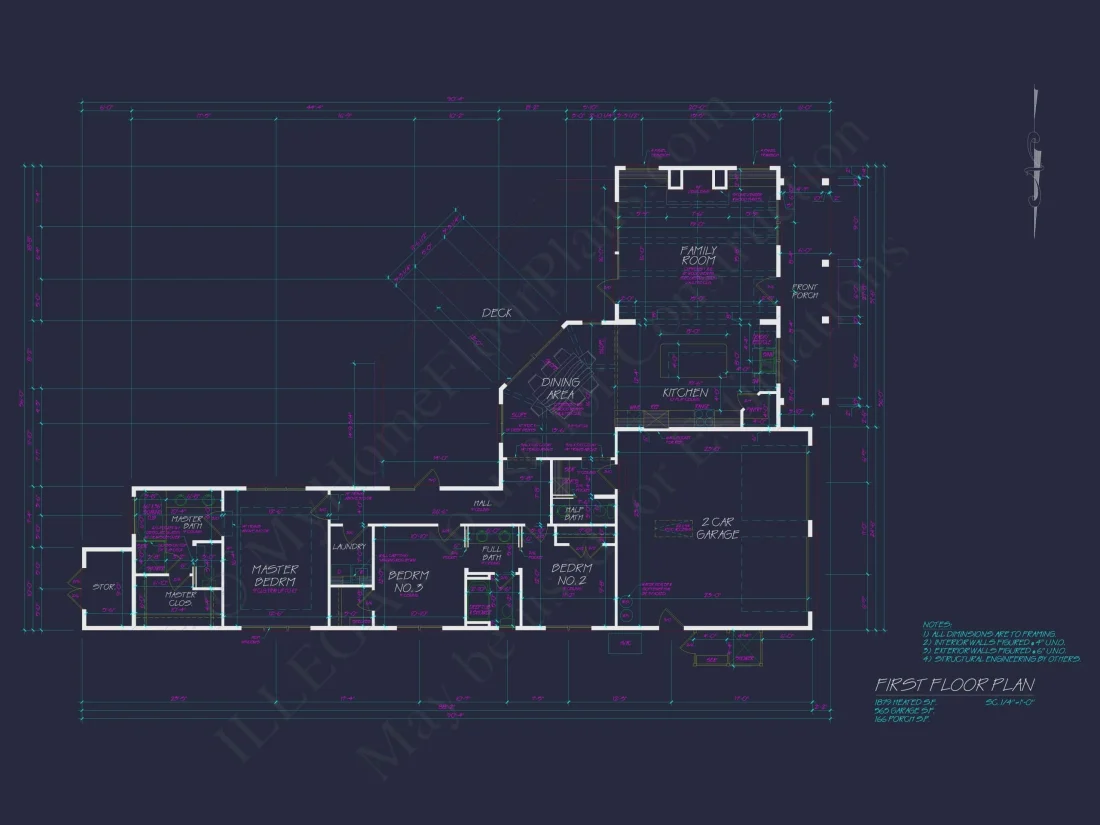 Beach Home Plan with 3 Bedrooms, CAD Designs, and Floor Blueprint