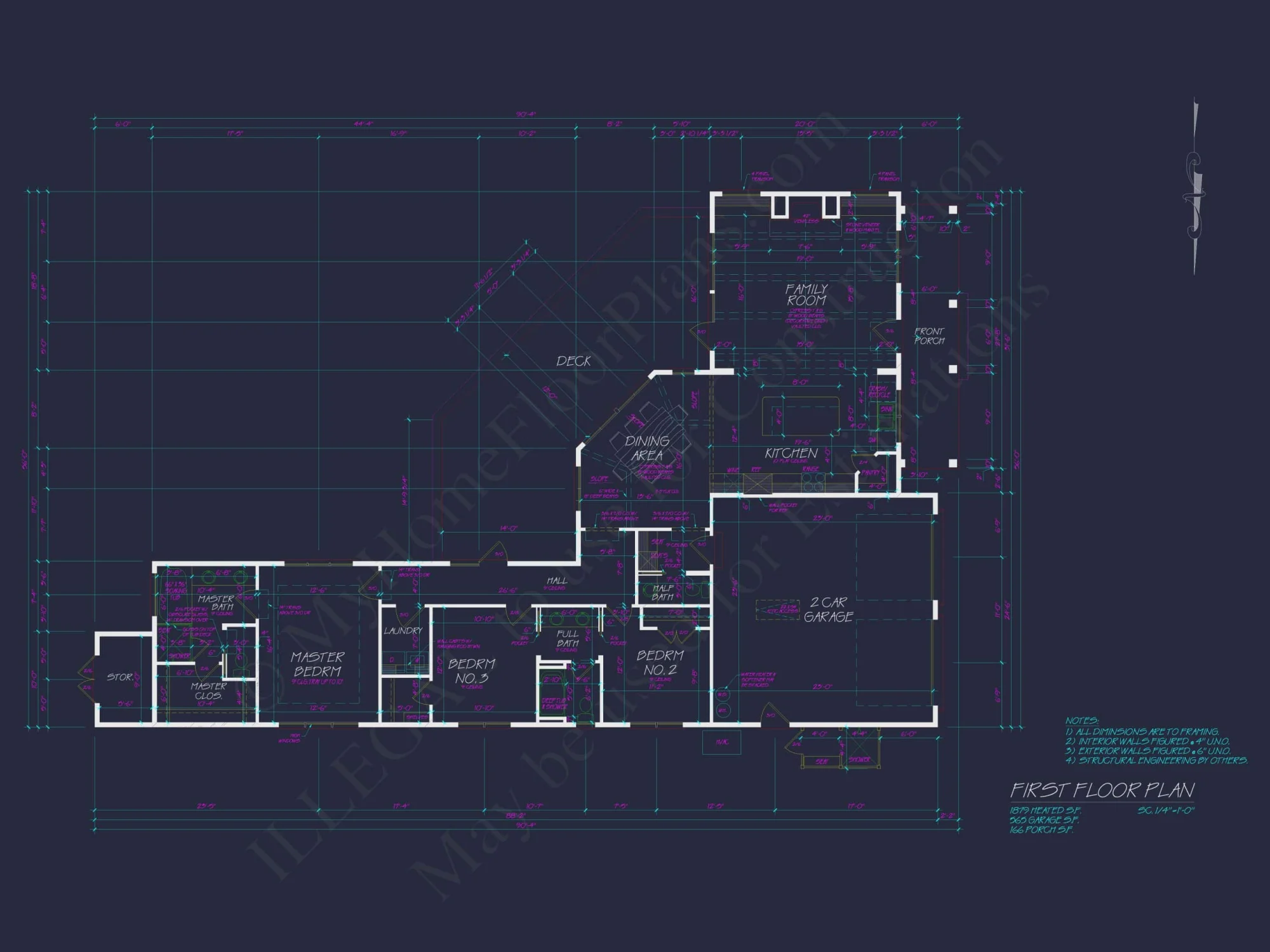 Beach Home Plan with 3 Bedrooms, CAD Designs, and Floor Blueprint