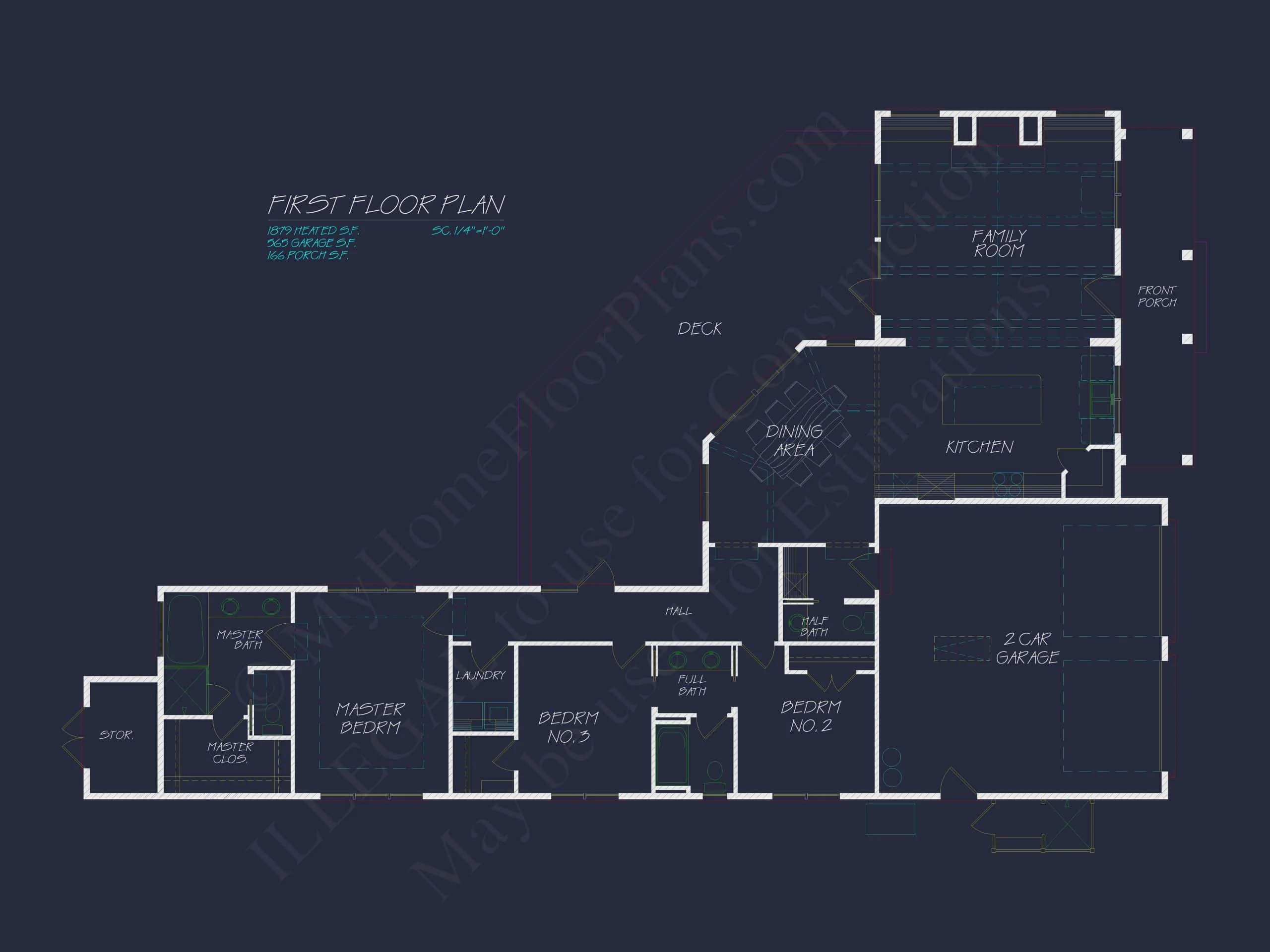 Beach Home Plan with 3 Bedrooms, CAD Designs, and Floor Blueprint