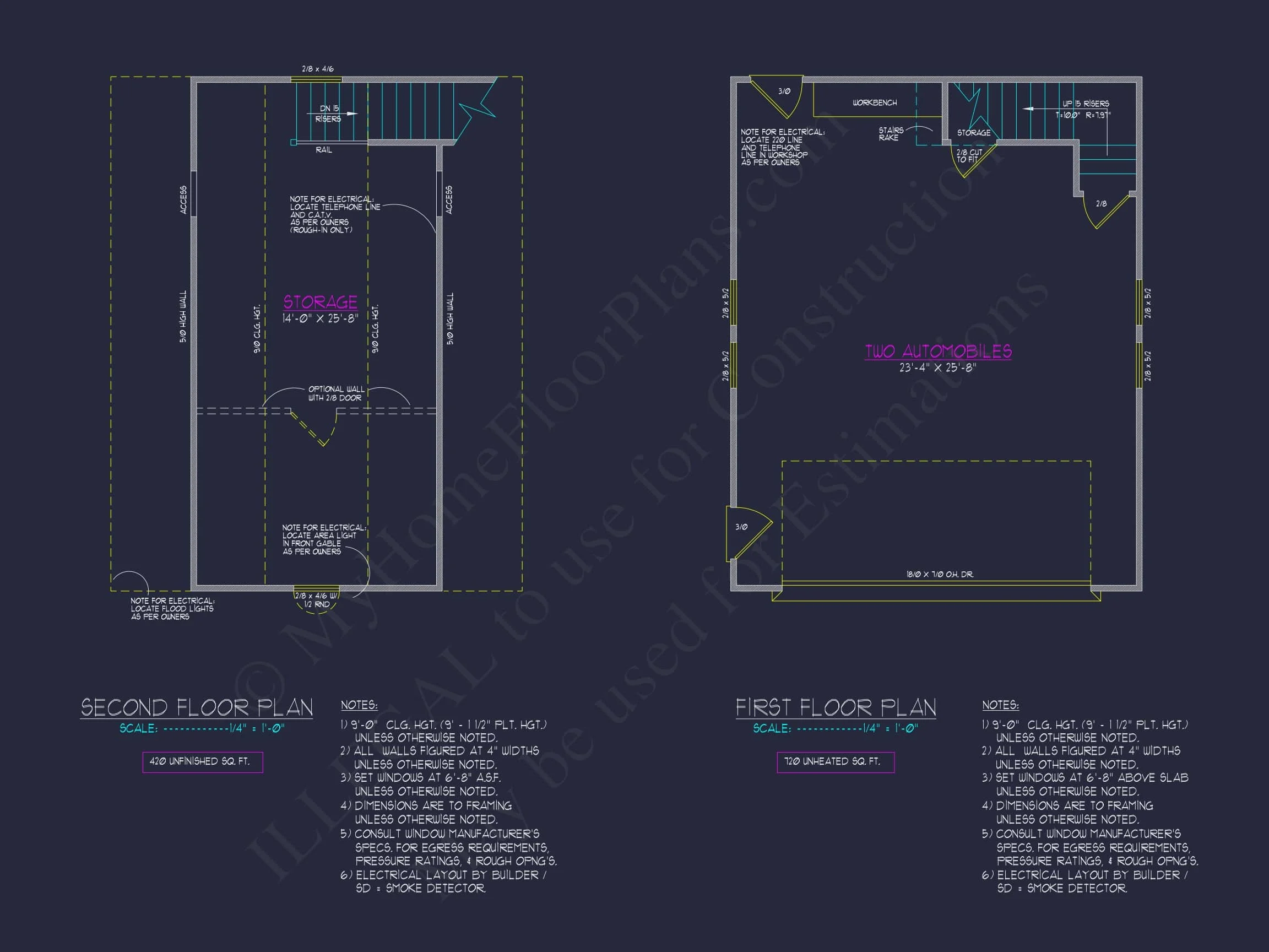 8-1741 GARAGE PLAN - 24x30 Garage Floor Plan with Attic and CAD Blueprint Designs 3 24x30 Garage Floor Plan with Attic and CAD Blueprint Designs