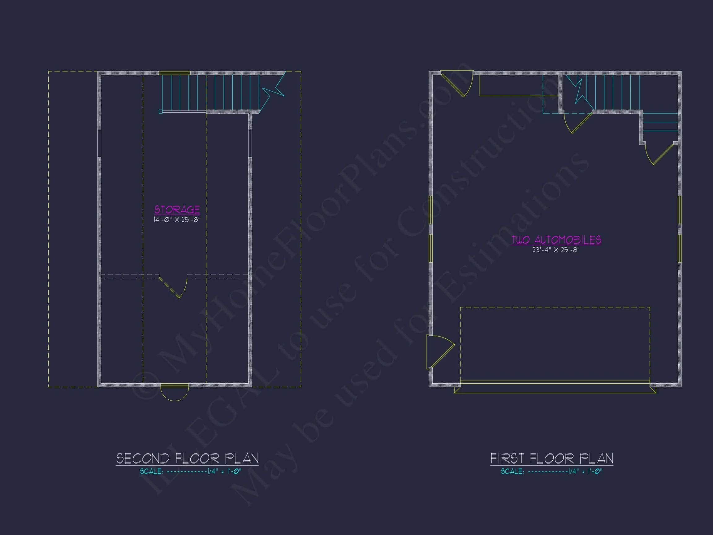8-1741 GARAGE PLAN - 24x30 Garage Floor Plan with Attic and CAD Blueprint Designs 4 24x30 Garage Floor Plan with Attic and CAD Blueprint Designs