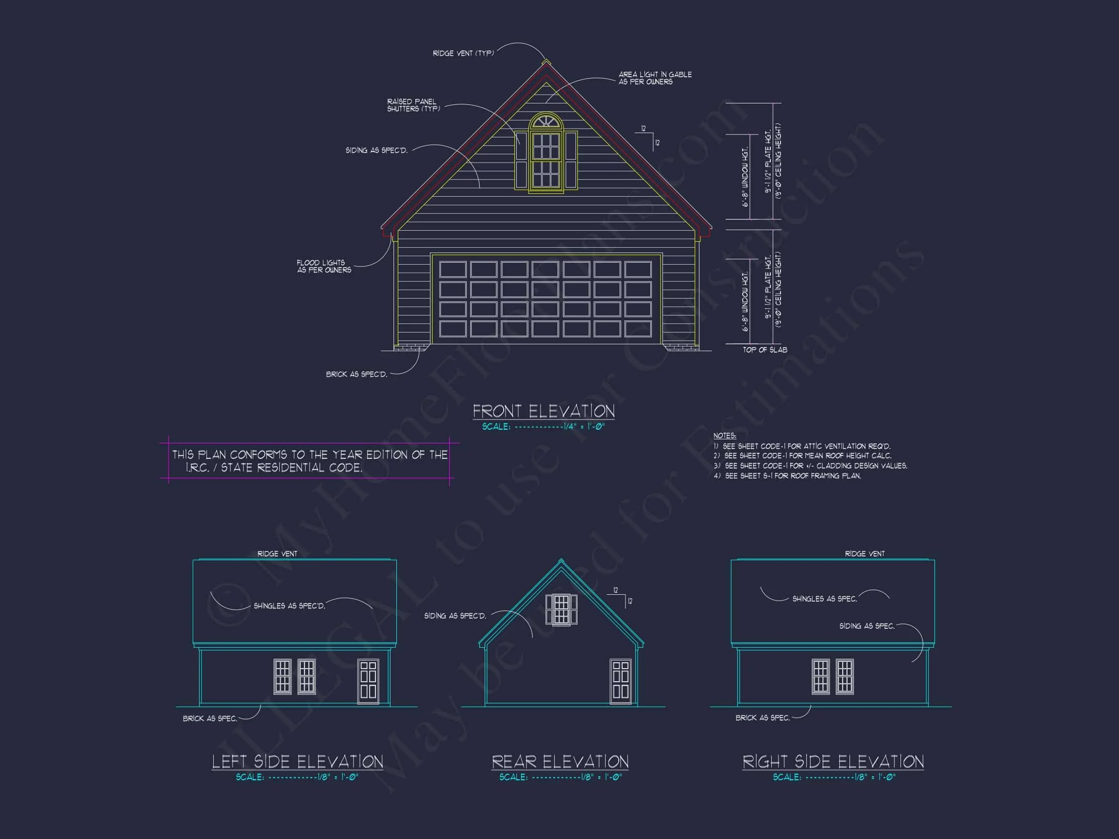 8-1741 GARAGE PLAN - 24x30 Garage Floor Plan with Attic and CAD Blueprint Designs 5 24x30 Garage Floor Plan with Attic and CAD Blueprint Designs
