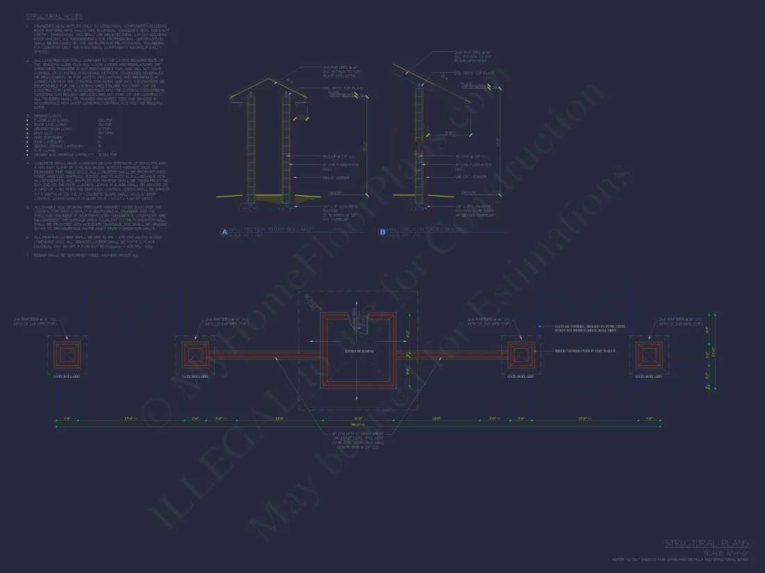 Custom Entry Gate Pavilion Plan with Courtyard & Brick Detailing