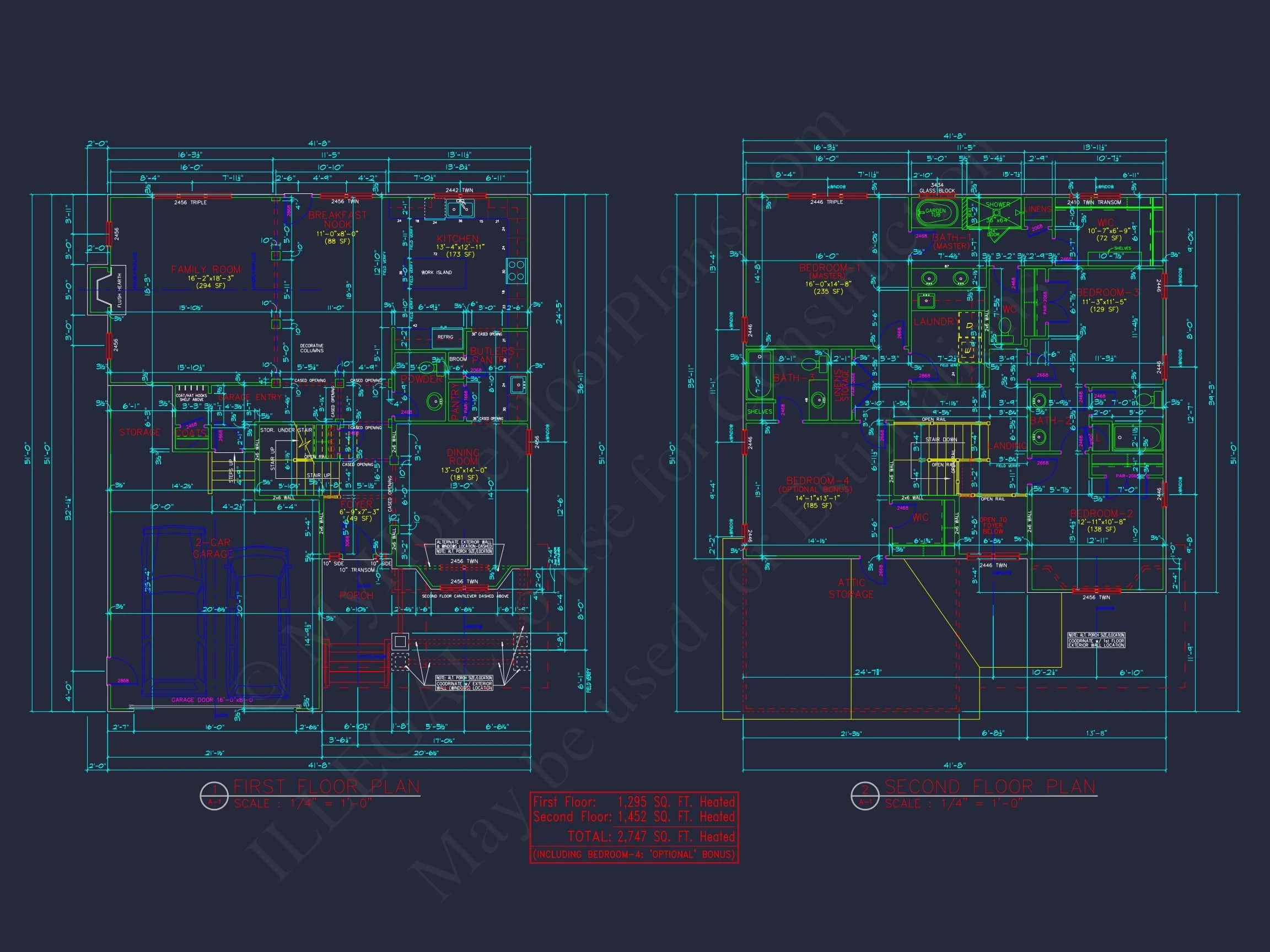 9-1335B HOUSE PLAN - Traditional Craftsman Home Plan - 4-Bed, 3-Bath, 2,747 SF 4 Spacious 4-Bedroom Home Plan with Open Layout and CAD Files
