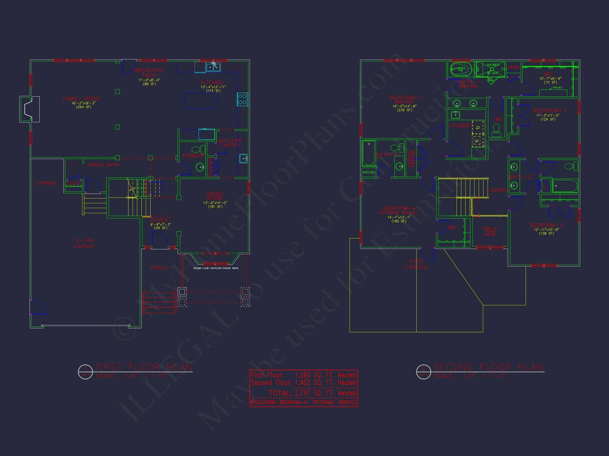 9-1335B HOUSE PLAN - Traditional Craftsman Home Plan - 4-Bed, 3-Bath, 2,747 SF 5 Spacious 4-Bedroom Home Plan with Open Layout and CAD Files