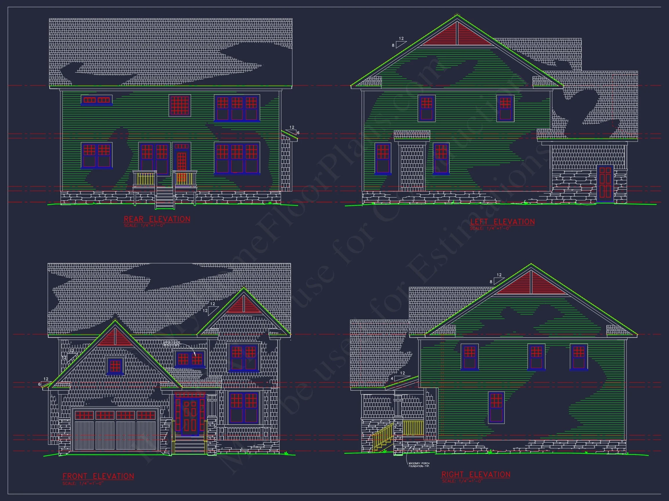9-1335B HOUSE PLAN - Traditional Craftsman Home Plan - 4-Bed, 3-Bath, 2,747 SF 6 Spacious 4-Bedroom Home Plan with Open Layout and CAD Files