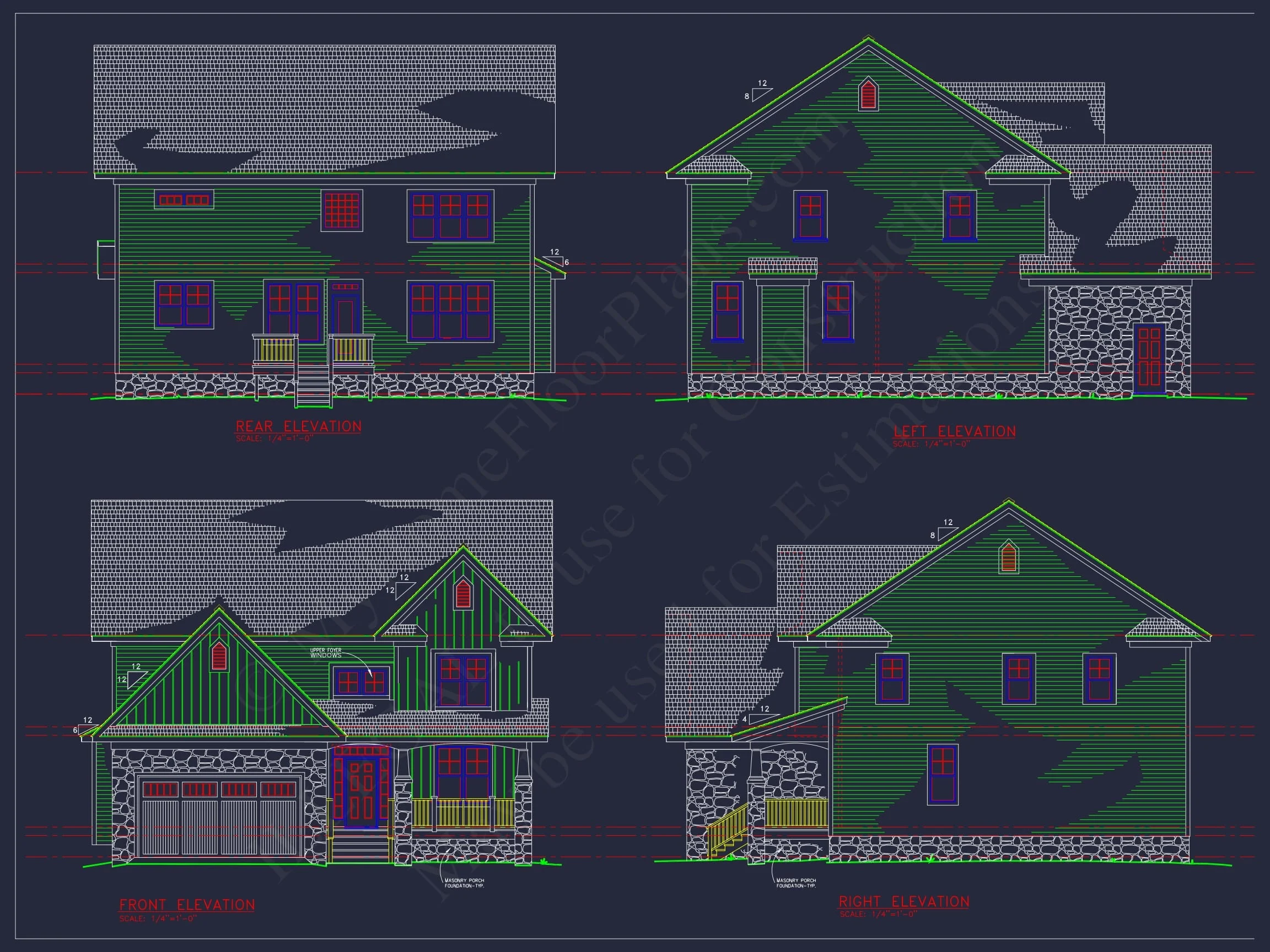 9-1335B HOUSE PLAN - Traditional Craftsman Home Plan - 4-Bed, 3-Bath, 2,747 SF 7 Spacious 4-Bedroom Home Plan with Open Layout and CAD Files
