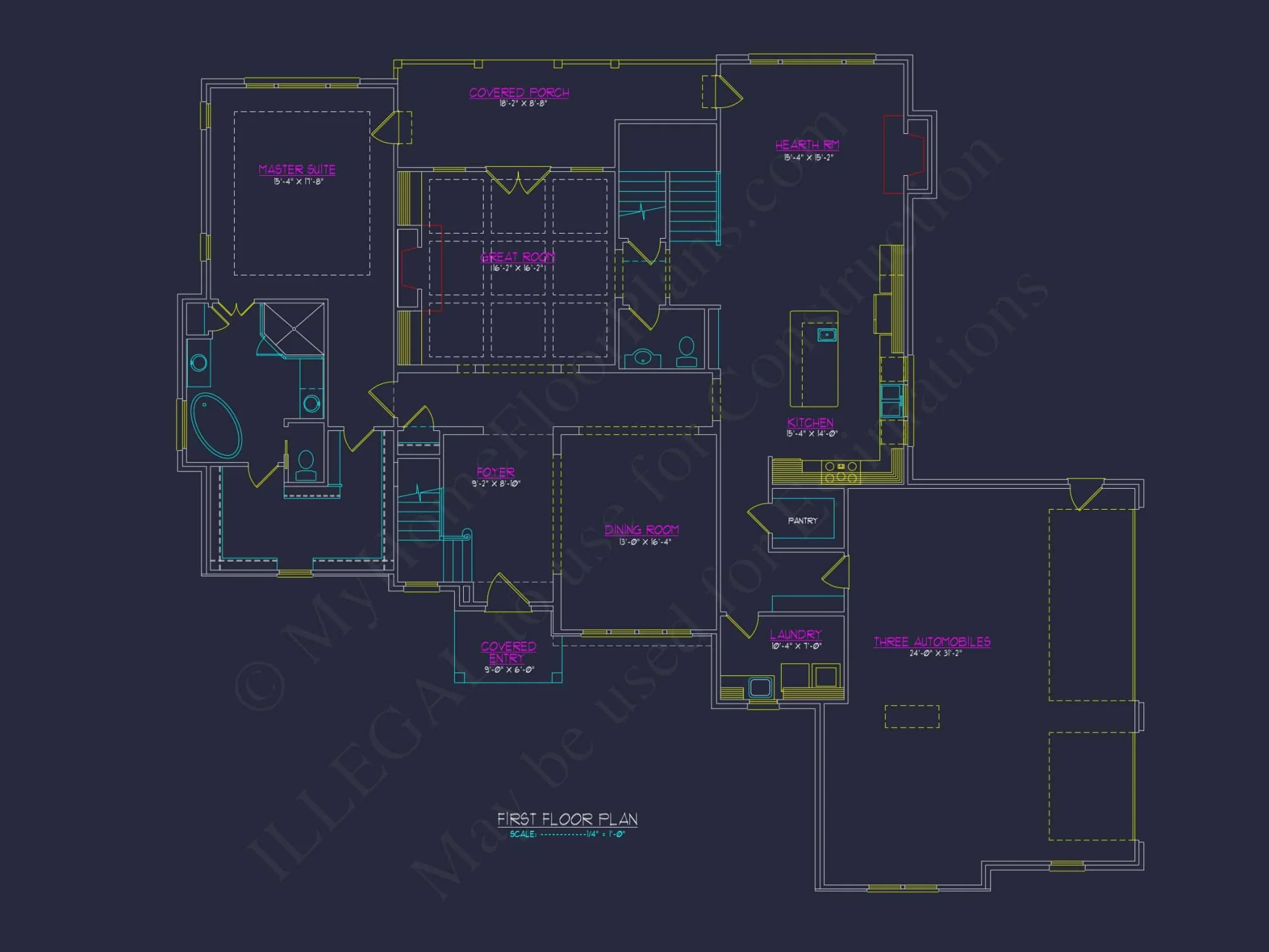 Traditional 4-Bedroom House Plan with Front-Entry Garage