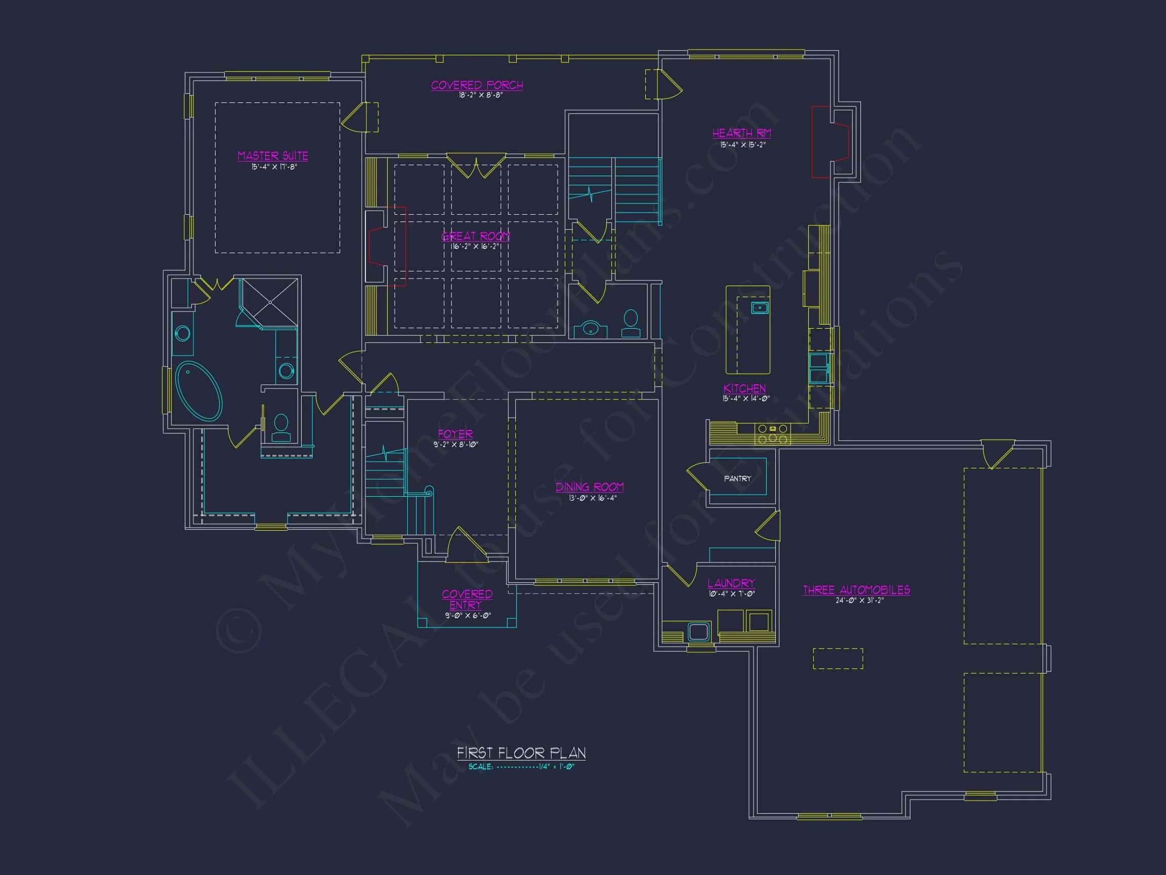 Traditional 4-Bedroom House Plan with Front-Entry Garage