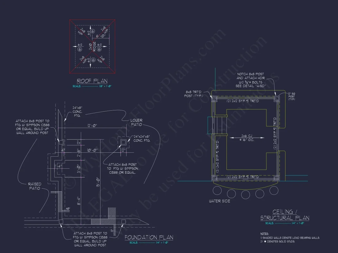 Pool Bar Pavilion Plan with Outdoor Kitchen & CAD Blueprints