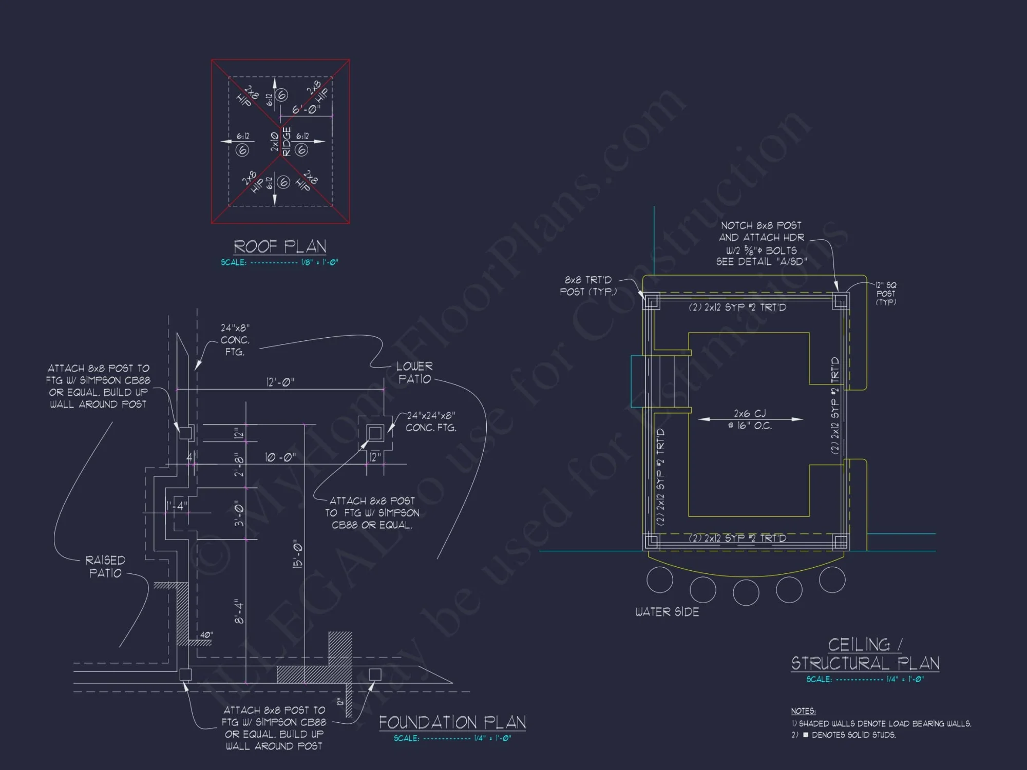 Pool Bar Pavilion Plan with Outdoor Kitchen & CAD Blueprints