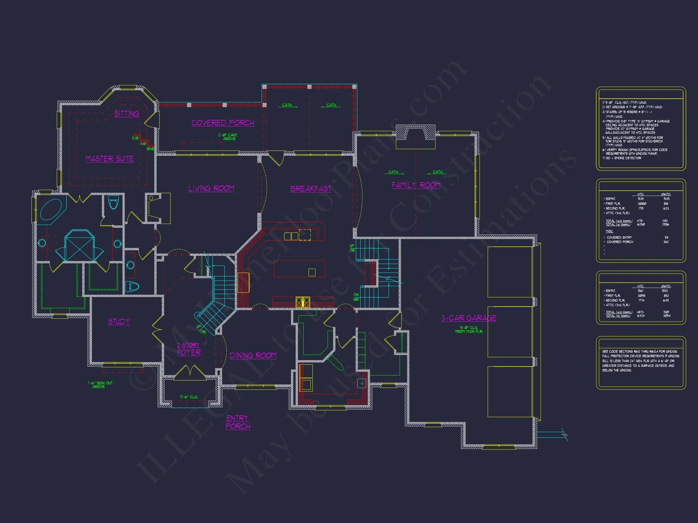 14-1347 HOUSE PLAN - Luxury House Plan with CAD Designs and Blueprint Details 8 Luxury 2-Story House Plan with Wine Room, Outdoor Kitchen & 3-Car Garage