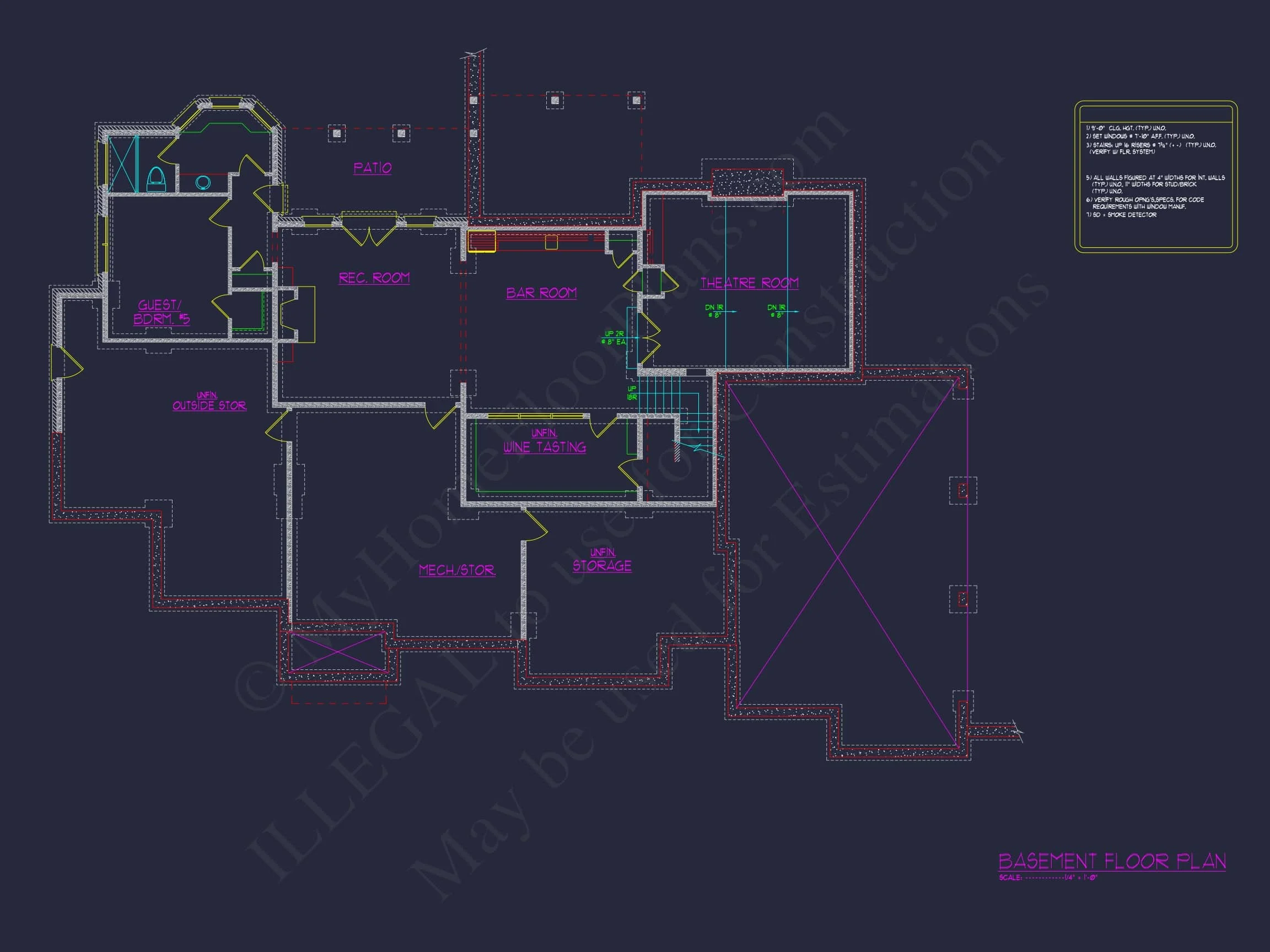 14-1347 HOUSE PLAN - Luxury House Plan with CAD Designs and Blueprint Details 7 Luxury 2-Story House Plan with Wine Room, Outdoor Kitchen & 3-Car Garage