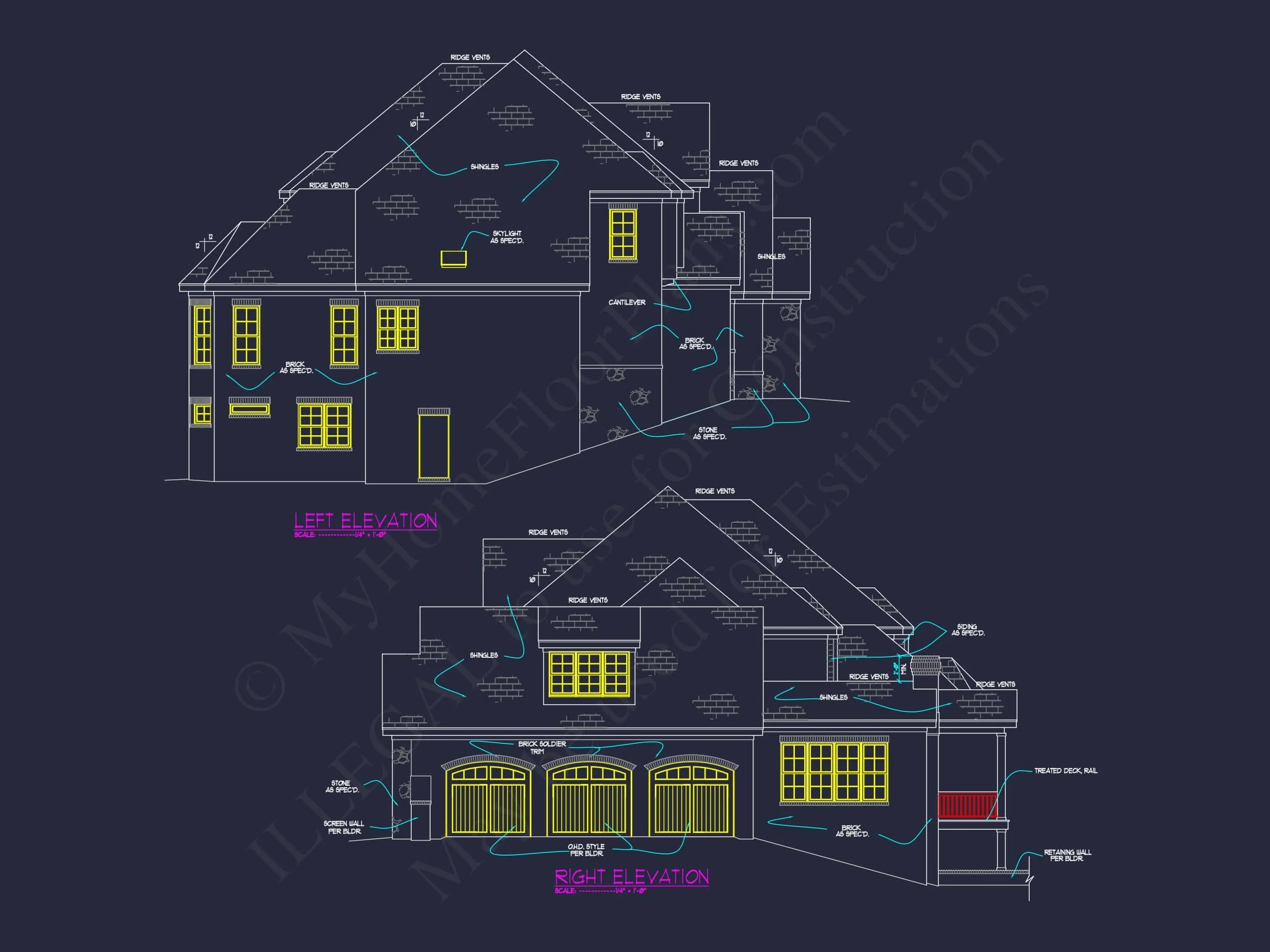 14-1347 HOUSE PLAN - Luxury House Plan with CAD Designs and Blueprint Details 6 Luxury 2-Story House Plan with Wine Room, Outdoor Kitchen & 3-Car Garage